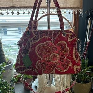 Vera Bradley Red and Pink Paisley Shoulder Bag